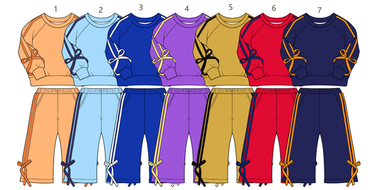 ( Moq 5 Each Style ) Sibling Baby Girls Kids Long Sleeves Bows Shirts Pants Sets Cotton Clothes