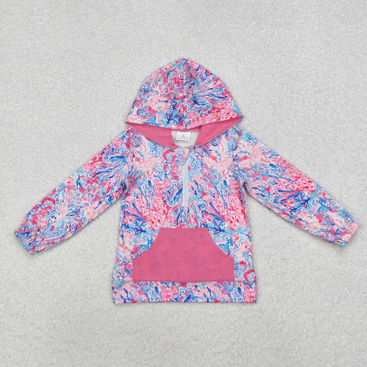 Baby Girl Long Sleeves Pink Seaweed Hoodie Shirt Tops