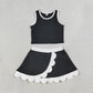 Baby Girls Kids Black Tops Scallop Skirt Shorts Yoga Active Set Clothes RTS