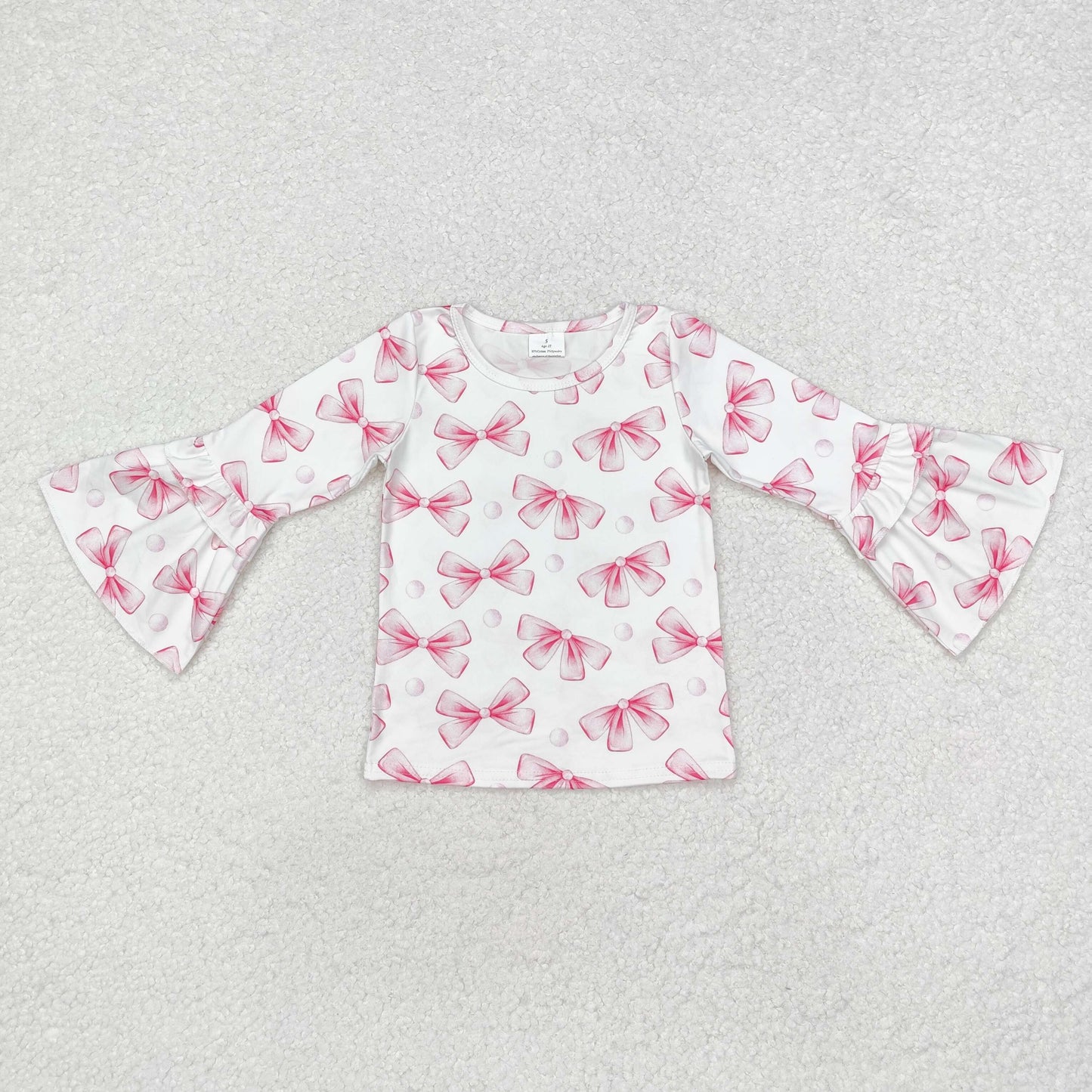 Baby Girl Long Sleeves Pink Bows Tops