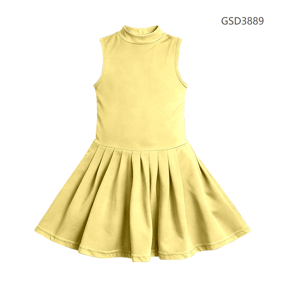 ( Moq 5 ) Preorder Baby Girls Sleeveless Yellow Shorts Knee Length Yoga Active Dress