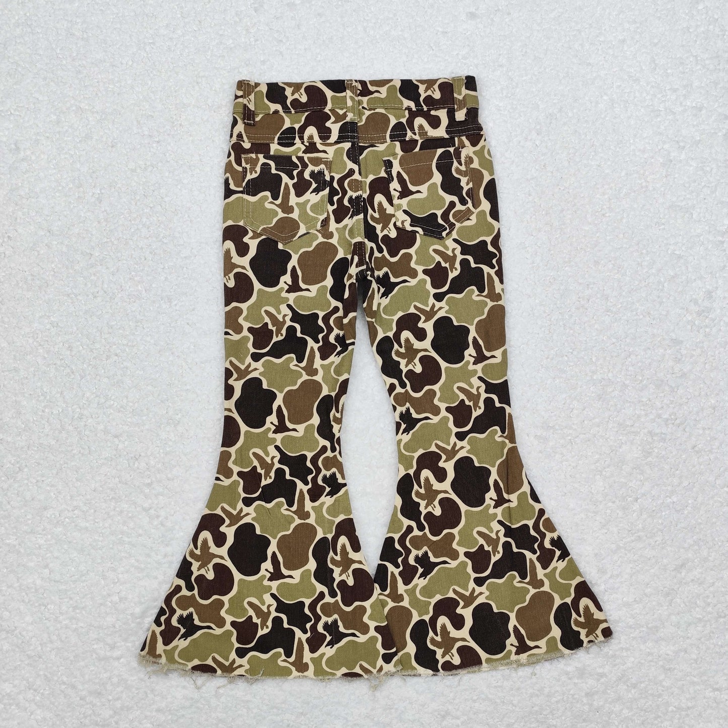 Baby Girl Green Brown Camo Denim Bell Pants