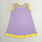 Sibling Baby Girls Kids Sleeveless Scallop Knee Length Dresses Cotton Clothes RTS
