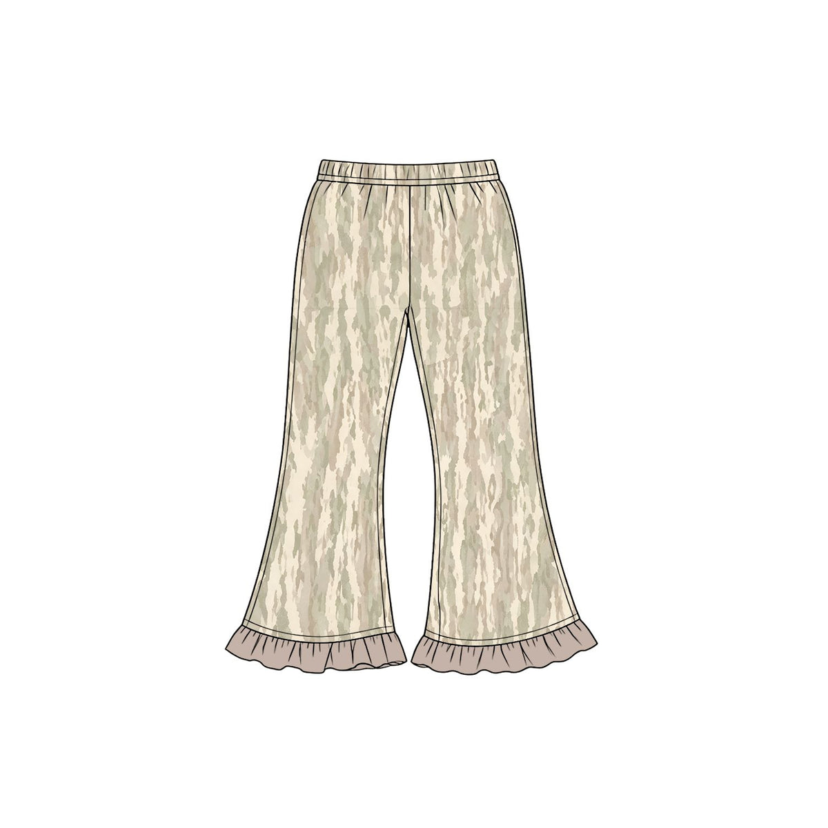 ( Moq 5 ) Preorder Baby Girls Kids Ruffle Bell Pants Bottoms Camo Clothes