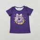 Girls Kids Purple Short Sleeves Donut Bow Mardi Gras Tee Shirt RTS