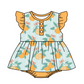 Baby Girl Floral Orange Sibling Romper Dress Clothes Set ( Moq 5 Each Design )