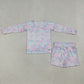 Baby Girls Kids Long Sleeves Tie Dye Tops Pockets Shorts Clothes Set RTS