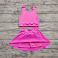 Baby Girl Pink Straps Vest Tops Shorts Skort Yoga Active Wear Clothes Set RTS