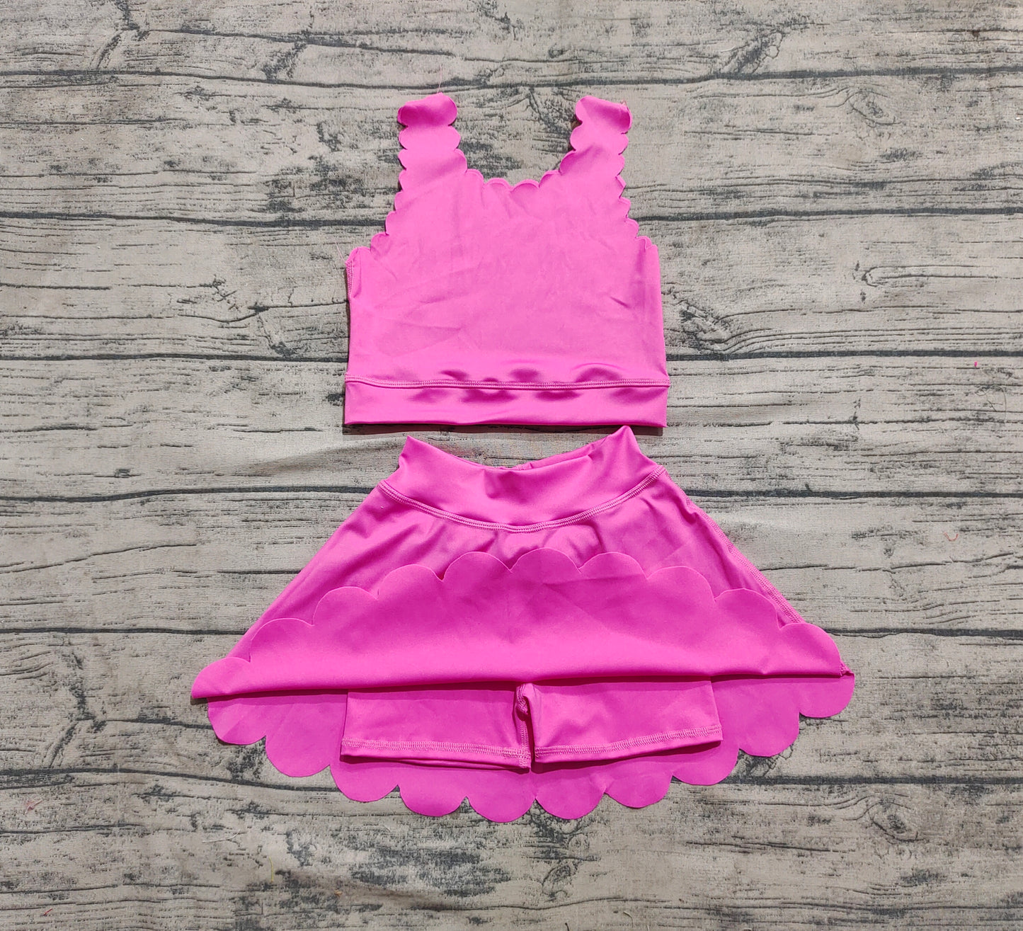 Baby Girl Pink Straps Vest Tops Shorts Skort Yoga Active Wear Clothes Set RTS