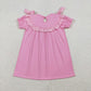 Sibling Baby Girls Short Sleeves Embroidery Smocked Floral Crosses Easter Pink Romper Dress RTS