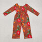 Baby Girl Long Sleeves Flower Fall Pocket Pocket Buttons Jumpsuit