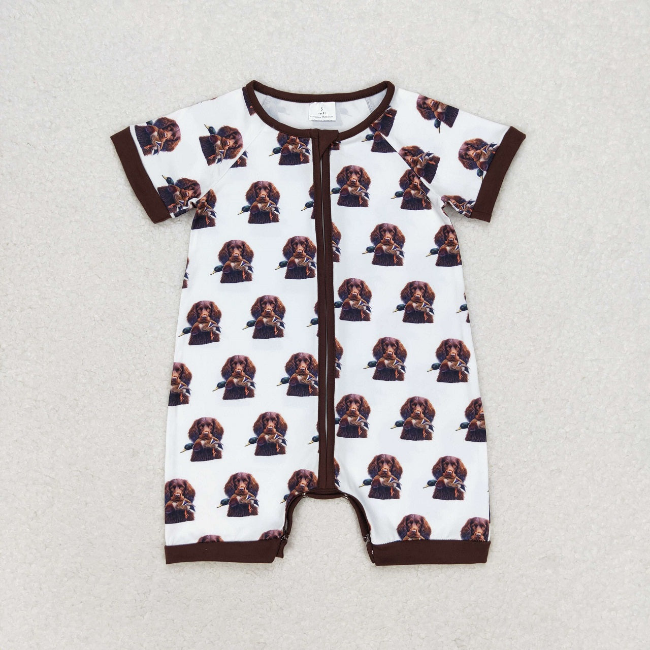 Baby Boy Short Sleeves Ducks Dogs Zipper One Piece Romper