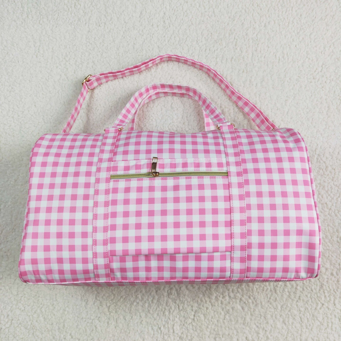 Baby Girl Kids Adult Pink Plaid Travel Package Ruffle Gym Bags RTS