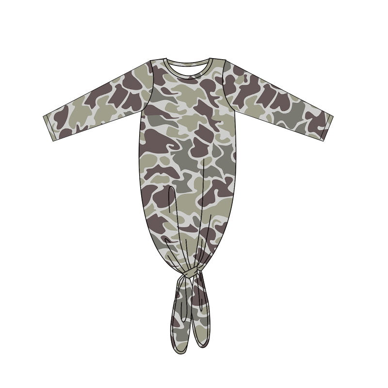 Baby Girl Hunting Camo Long Sleeves Gowns