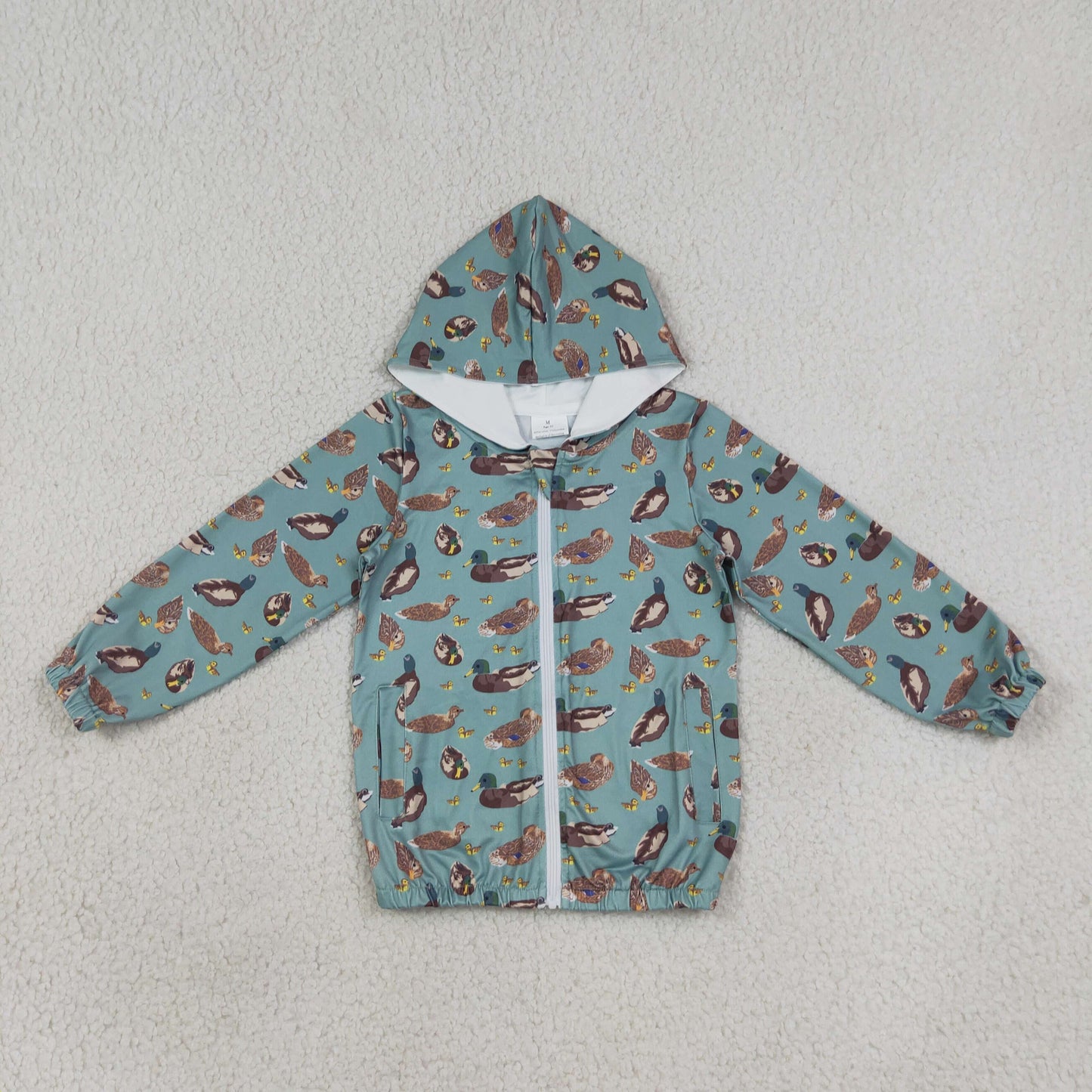 Baby Boys Kids Green Long Sleeves Ducks Pockets Hoodie Zipper Shirt Tops RTS