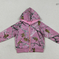 Baby Girls Long Sleeves Southern Leaves Camo Zipper Pockets Pink Hoodie Jackets Coat RTS