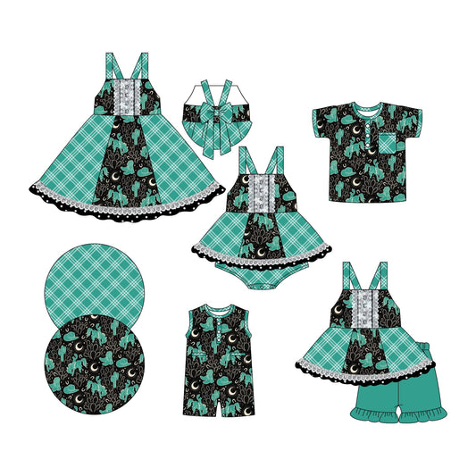 Baby Boy Girl Western Horse Cactus Checked Sibling Romper Dress Set ( Moq 5 Each Style ) 3.6