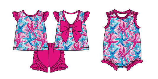 Baby Girl Starfish Bow Sibling Romper Set ( Moq 5 Each Style ) 2.10
