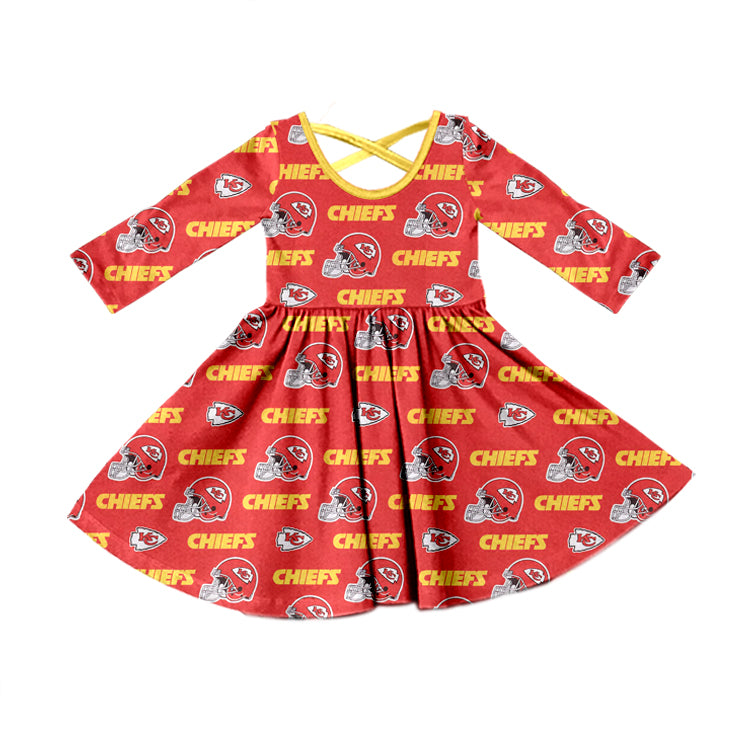 Baby Girl Team Long Sleeves KC Fall Knee Length Team Red Dress
