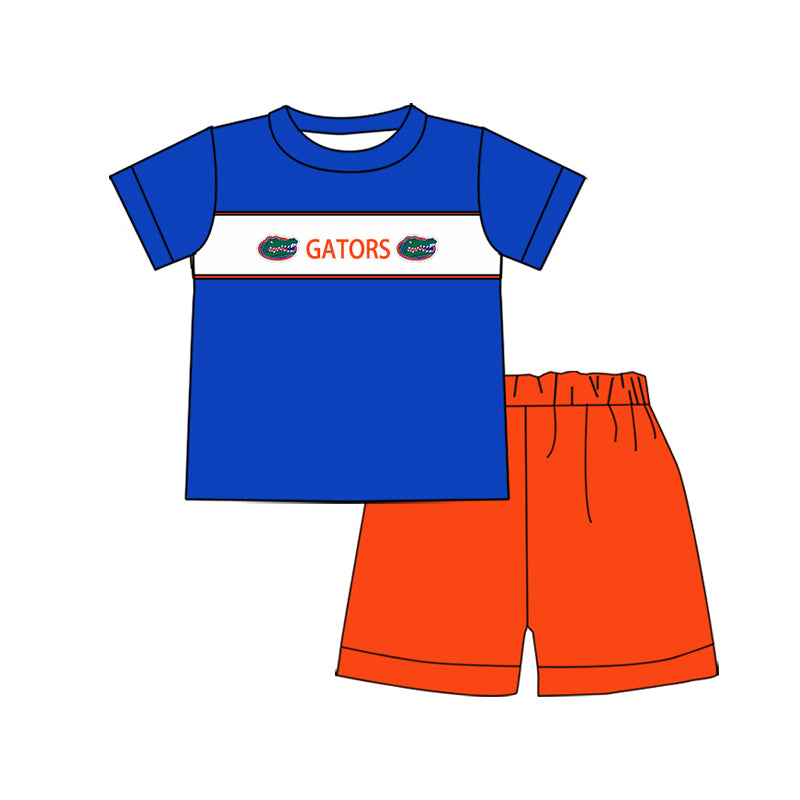 Baby Boy Short Sleeves Team Blue Shirt Tops Shorts Clothes Set (Moq 5 )
