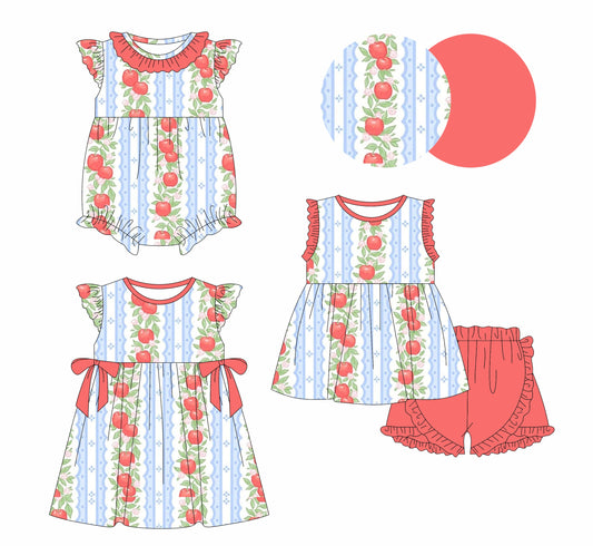Baby Girl Apple Flower Sibling Romper Dress Set ( Moq 5 Each Style ) 1.18