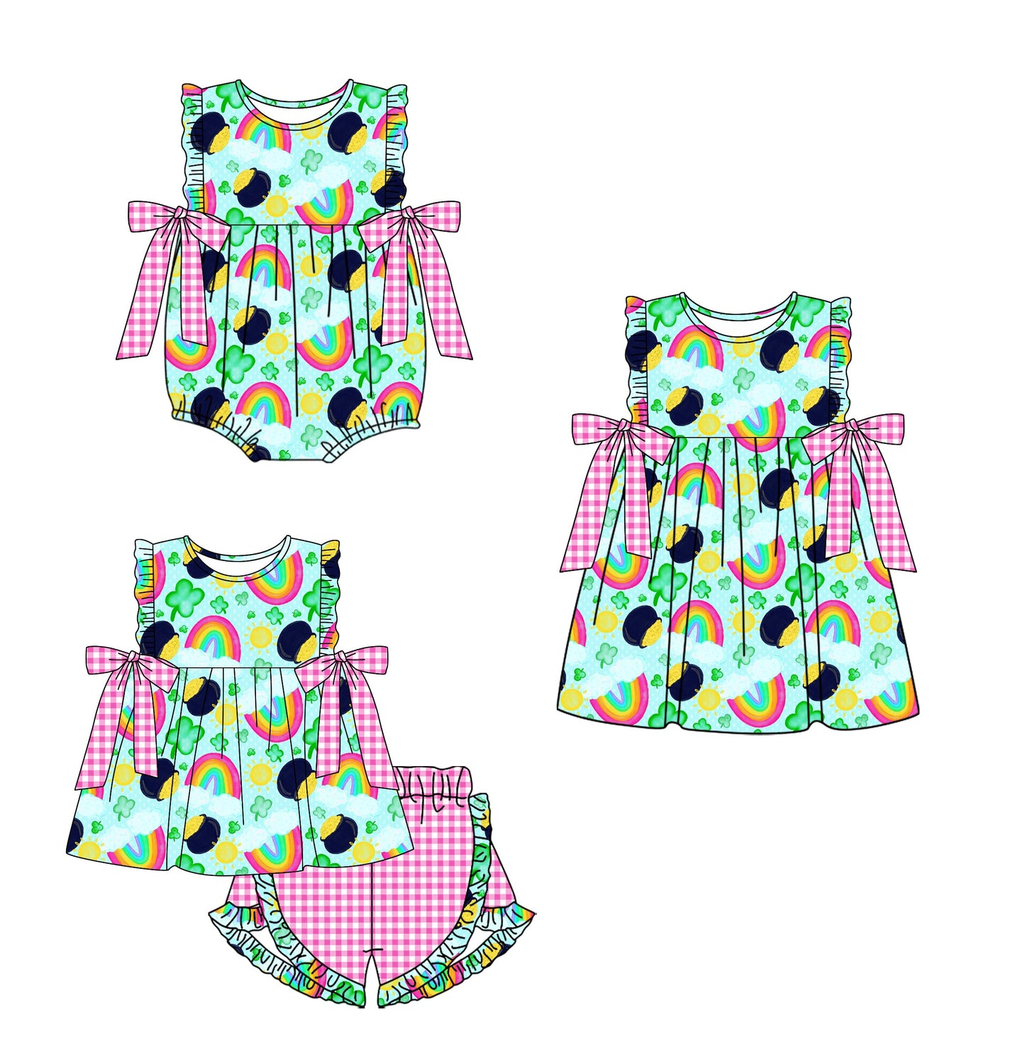 Baby Girl St. Patrick's Day Sibling Romper Dress Set ( Moq 5 Each Design ) 12.16