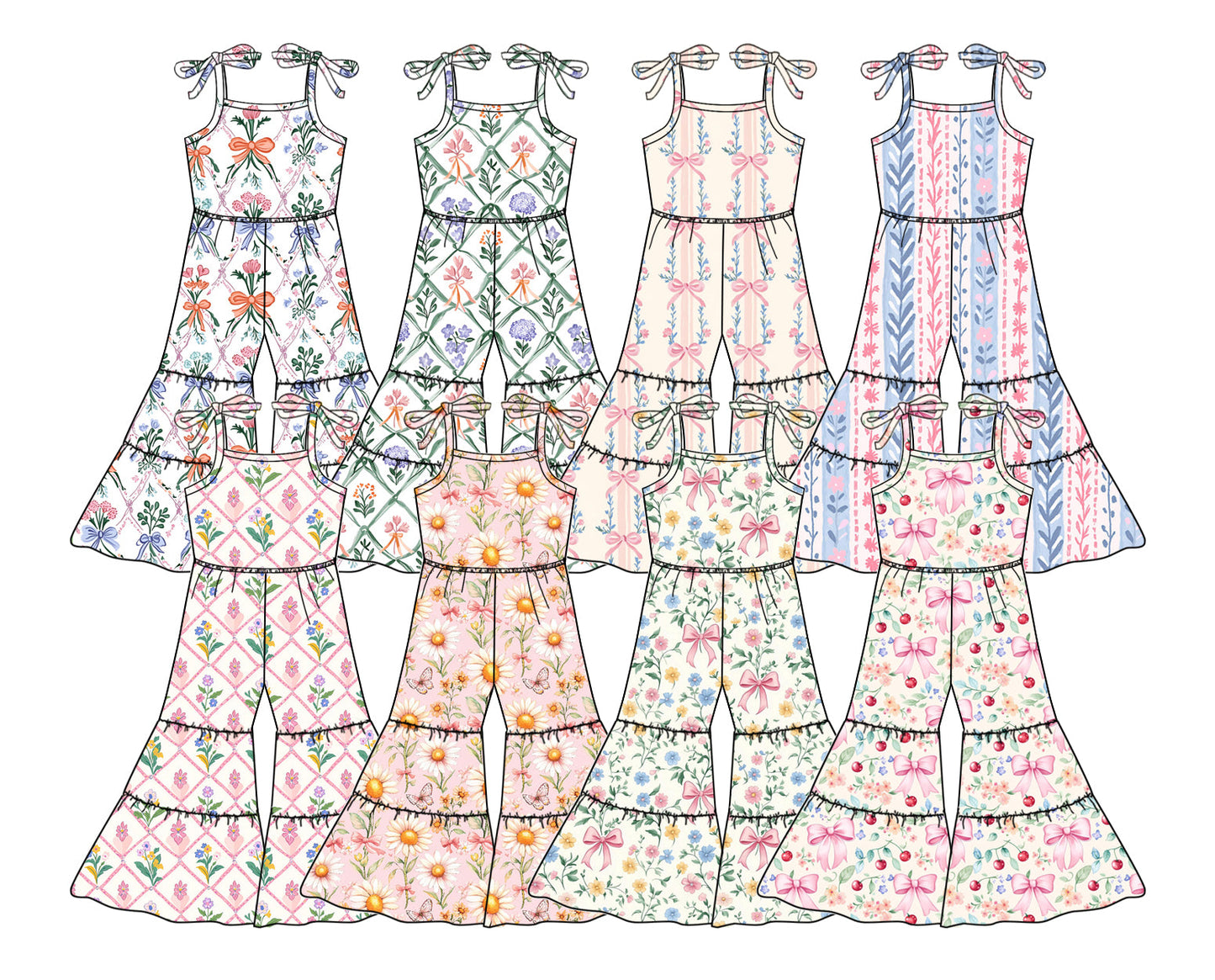 Baby Girl Flower Blue Bows Sibling Romper Dress Set ( Moq 5 Each Style ) 2.21