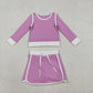 Baby Girls Kids Purple Long Sleeve Shirt Skirts Shorts Yoga Clothes Set RTS