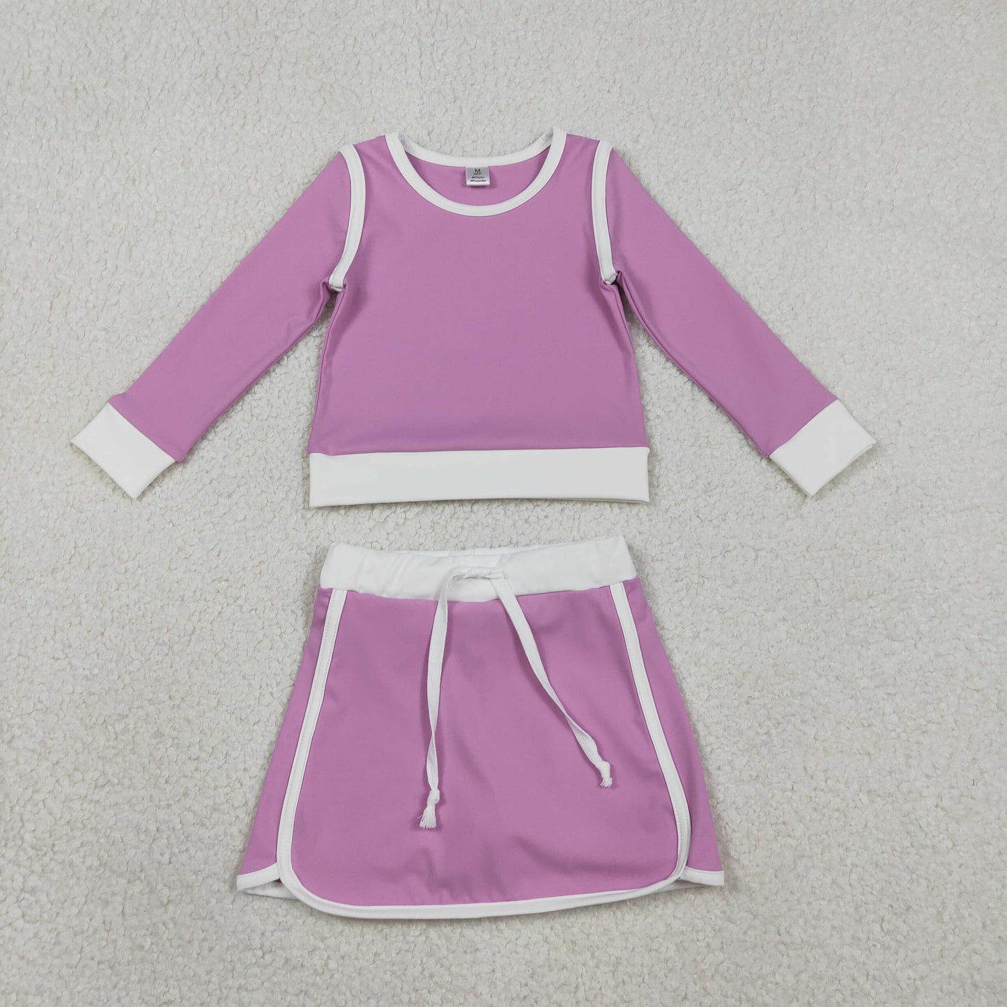 Baby Girls Kids Purple Long Sleeve Shirt Skirts Shorts Yoga Clothes Set RTS