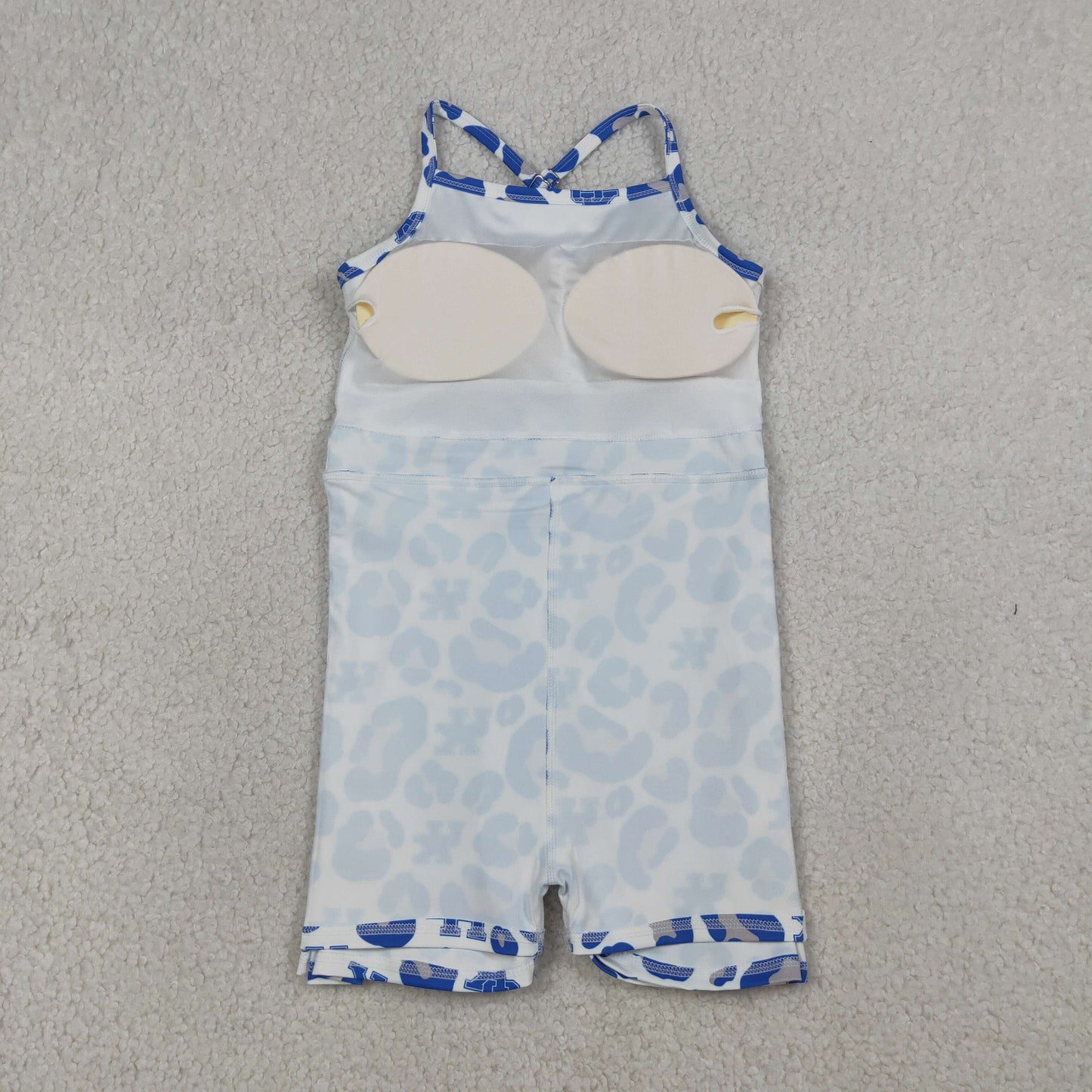 Baby Girls Kids Straps Blue Leopard Team Yoga Active Shorts Knee Length Dress RTS