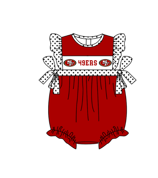( Moq 5 ) Baby Girls Kids Short Sleeves Team Bubble Red Romper