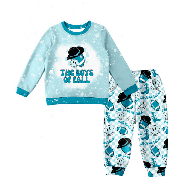 Baby Boy Football Falls Shirt Pants Pajamas Set