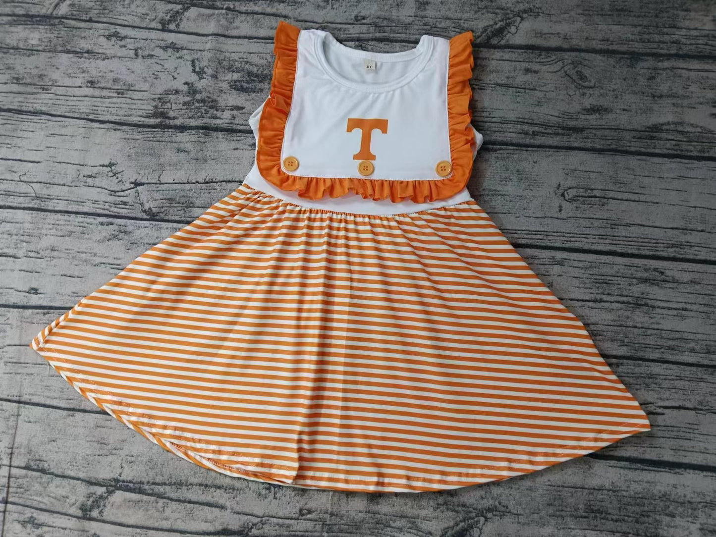 Baby Girl Sleeveless Orange Stripes T Team Dress