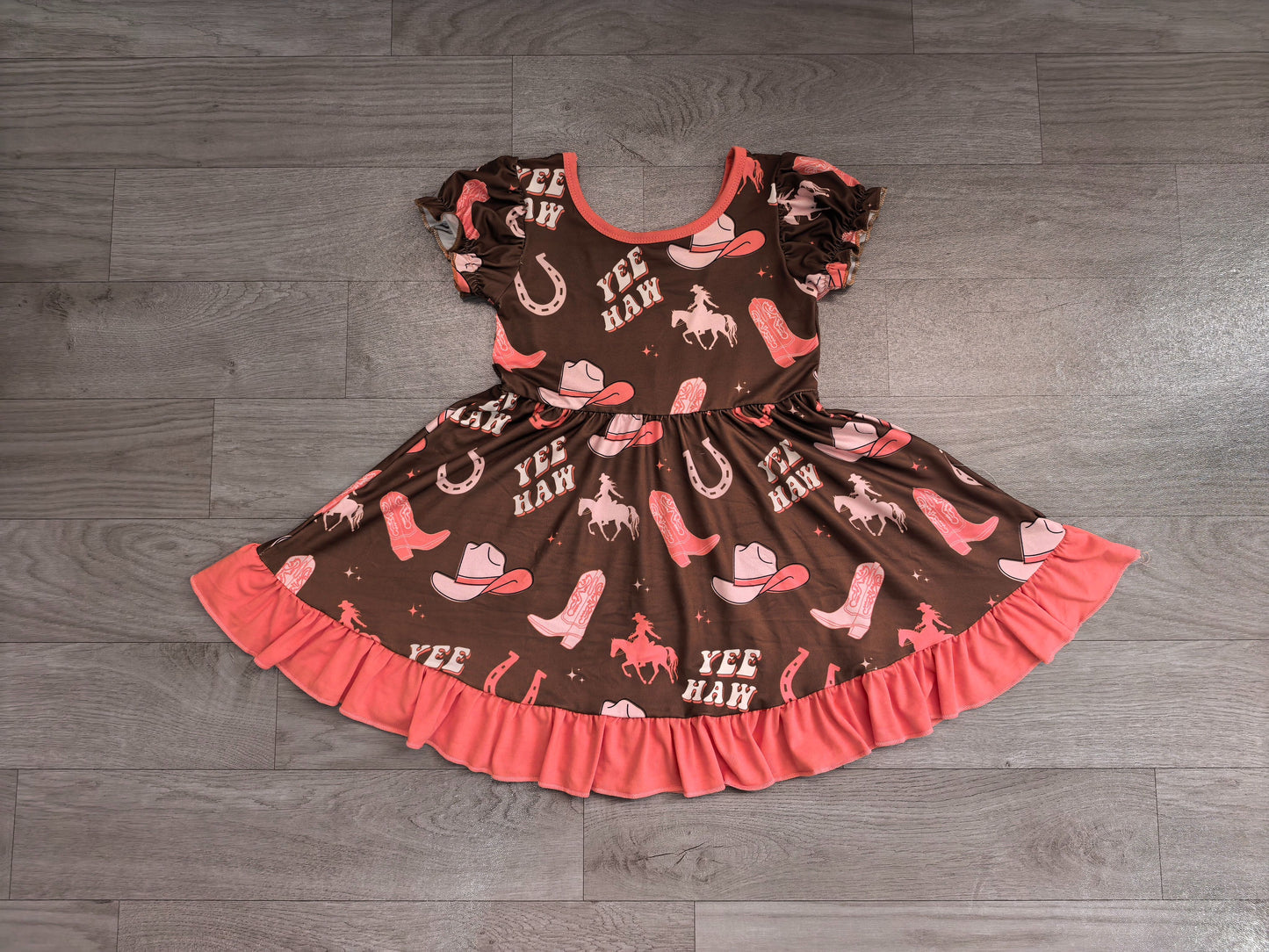 ( Moq 5 ) Preorder Baby Girls Kids Short Sleeves Western Boots Hats Dress Clothes