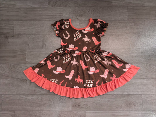 ( Moq 5 ) Preorder Baby Girls Kids Short Sleeves Western Boots Hats Dress Clothes