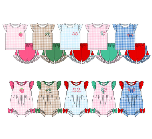 ( Moq 5 Each Style ) Sibling Baby Girls Kids Short Sleeves Shirts Shorts Sets Rompers Clothes