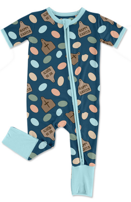 Baby Boy Short Sleeves Easter Eggs Sibling Romper Clothes Set ( Moq 5 Each Design )11.21