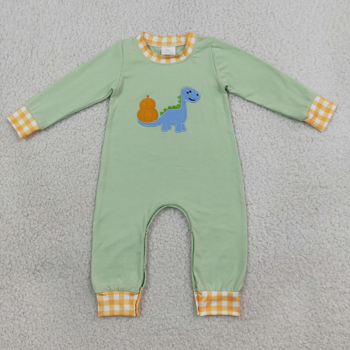 Baby Boy Infant Embroidery Pumpkins Dinosaur Thanksgiving Romper Clothes RTS