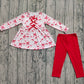 Baby Girl Long Sleeves Santa Bows Hearts Tunic Red Pants Christmas Set RTS