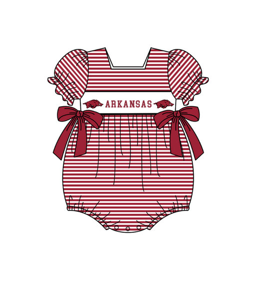 ( Moq 5 ) Baby Girls Kids Short Sleeves Pigs Stripes Bows Team Romper 1.29
