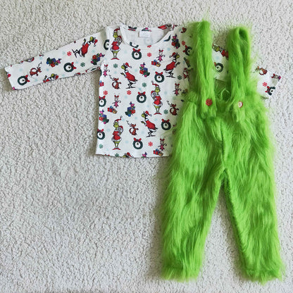 Baby Girl Children Toddler Sibling Christmas Green Fur Clothes Set