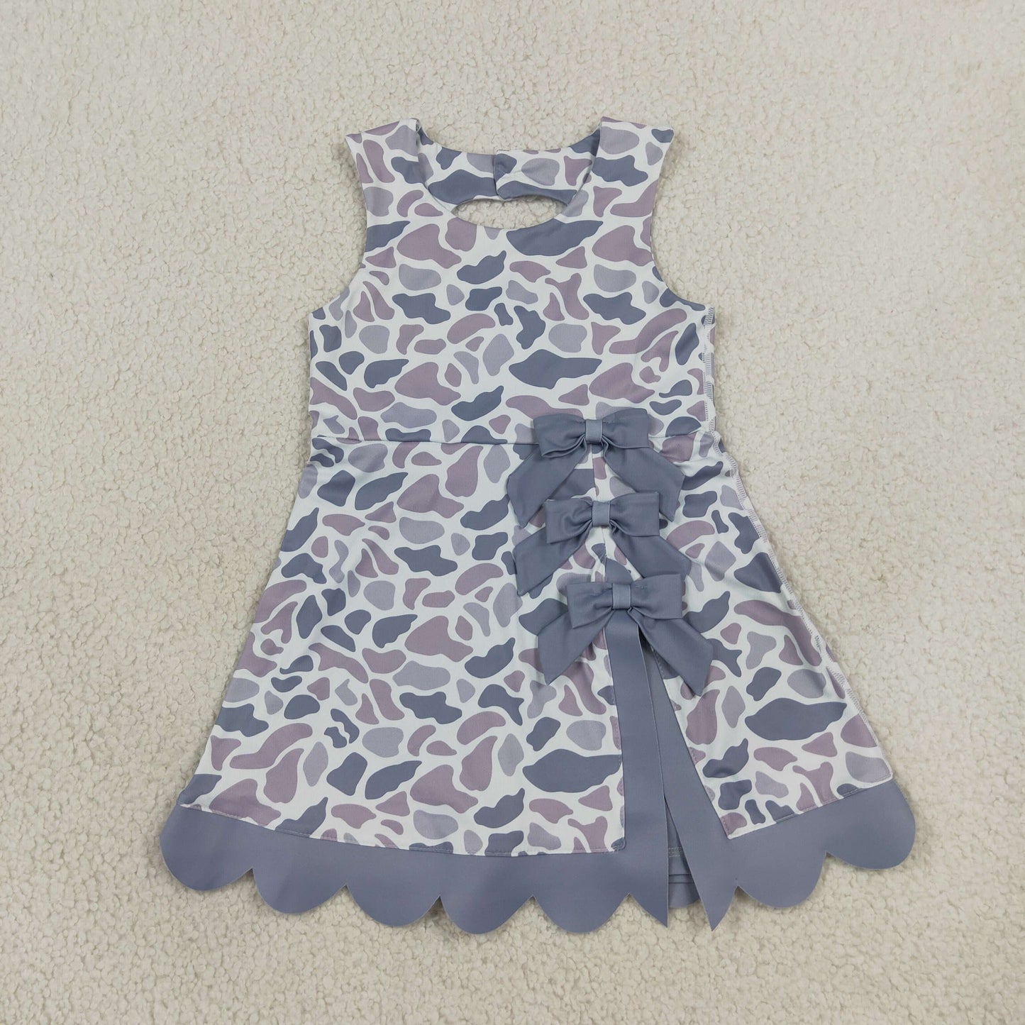 Baby Girls Kids Grey Camo Bows Shorts Scallop Dress Yoga Active Clothes RTS