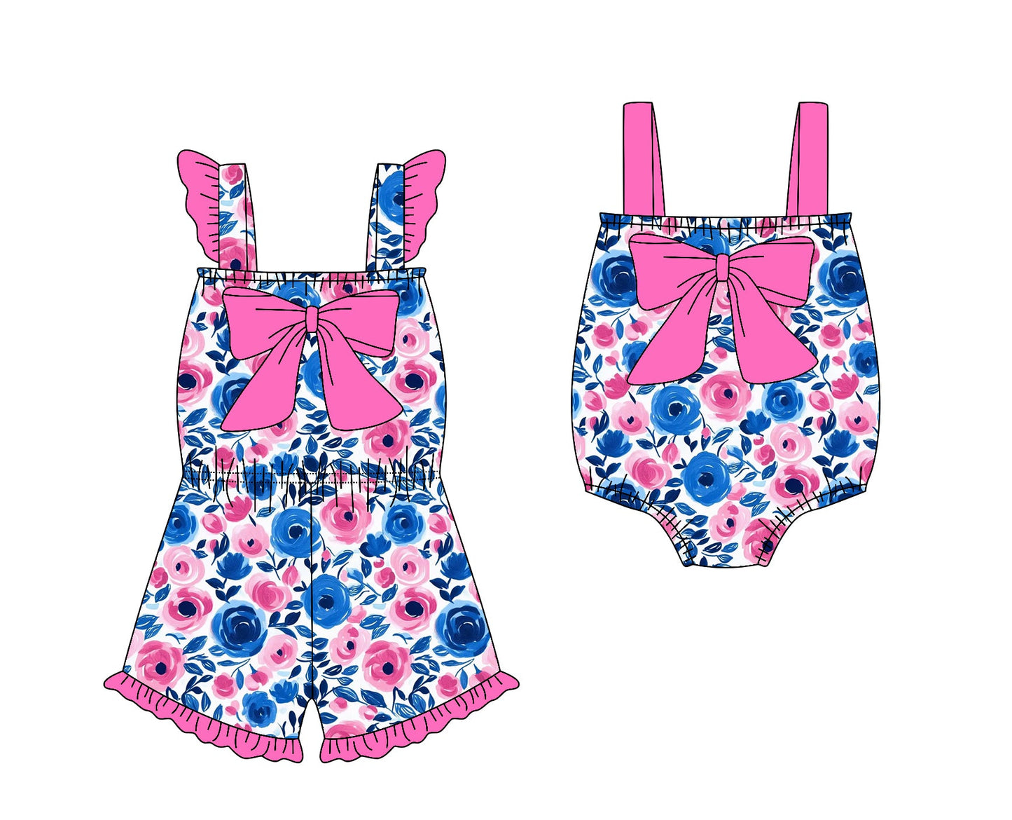 Baby Girl Flower Bows Sibling Romper Jumpsuit ( Moq 5 Each Style ) 1.23
