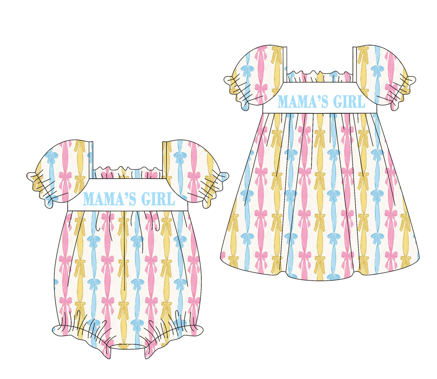 Baby Kids Mama's Girl Bows Sibling Romper Dress ( Moq 5 Each Style ) 1.23