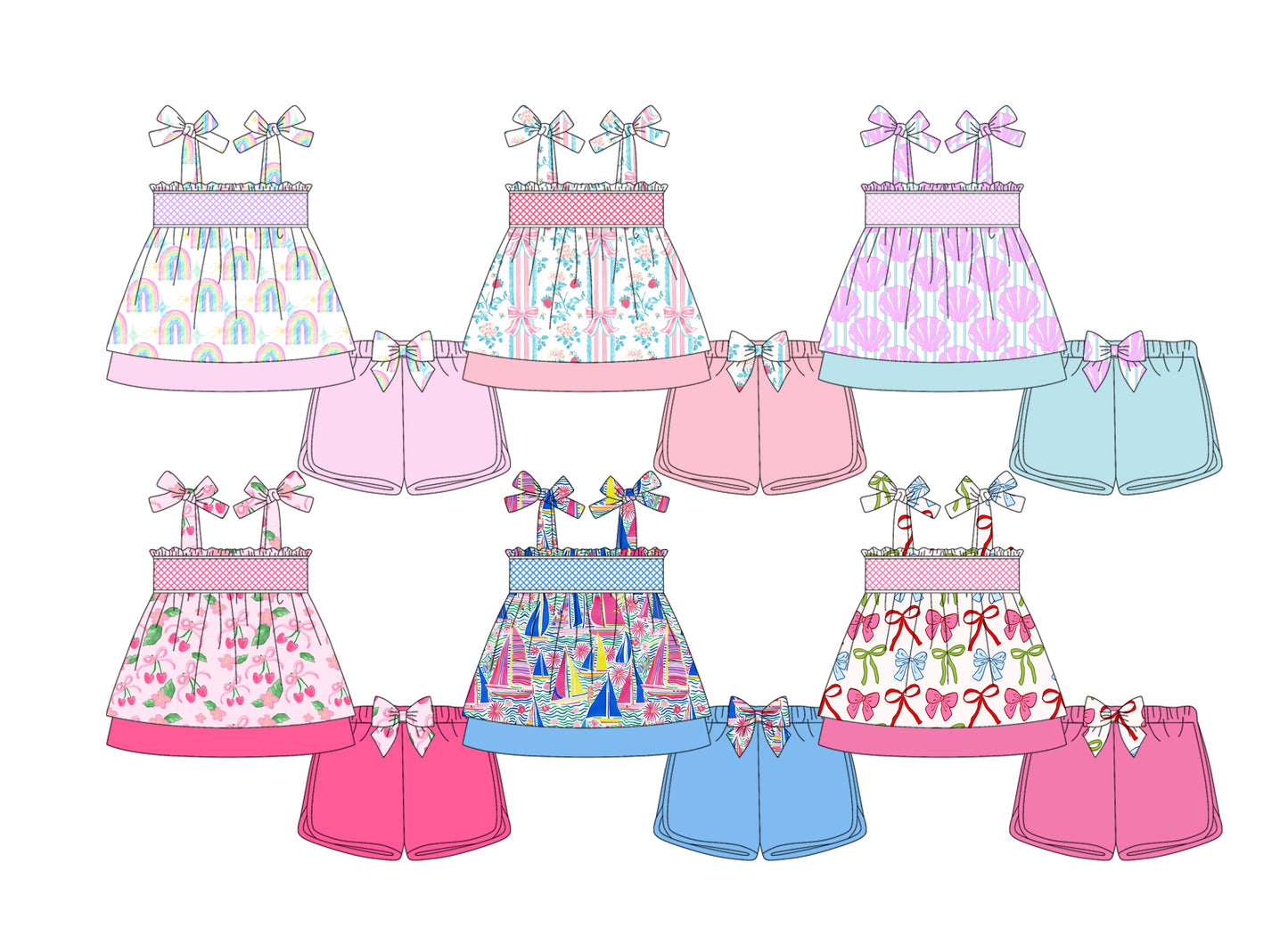 ( Moq 5 Each Style ) Baby Girl Sleeveless Bows Flower Sibling Set 3.22