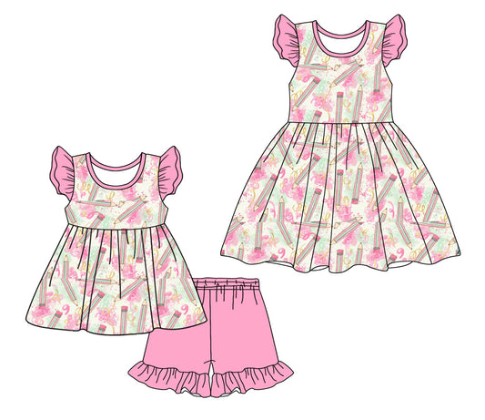 Baby Girl Back To School Pencil Sibling Dress Set ( Moq 5 Each Style ) 3.15