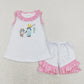 SR0644 Baby Boy Sleeveless Embroidery Fishing Stripes One Piece Romper