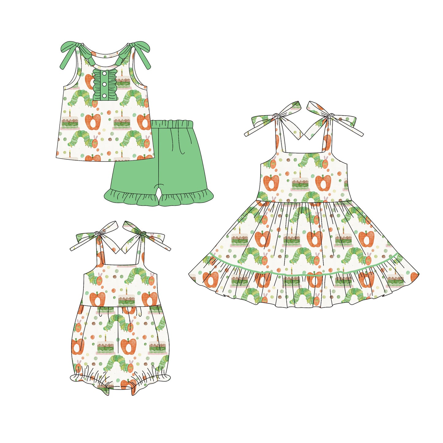 ( Moq 5 Each Style ) Baby Girl Sleeveless Back To School Sibling Romper Dress Set 4.17