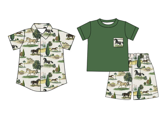 Baby Boy Short Sleeves Western Horse Sibling Shirt Set ( Moq 5 Each Style ) 2.15