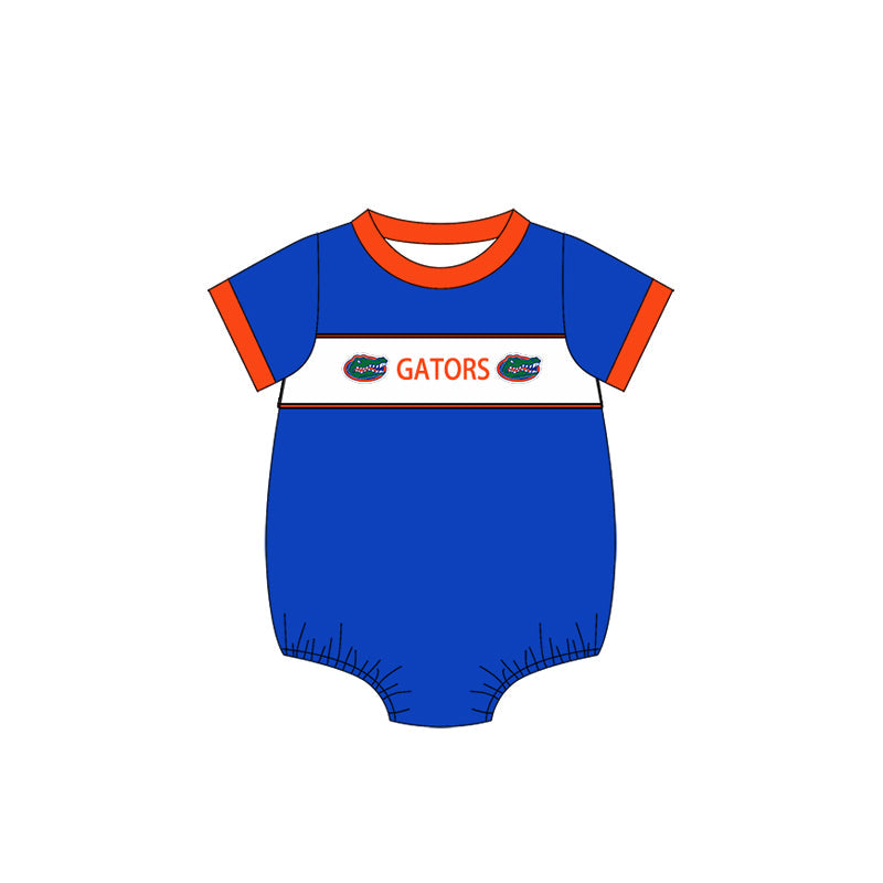 Baby Boy Blue Short Sleeves Team Bubble Romper ( Moq 5 )
